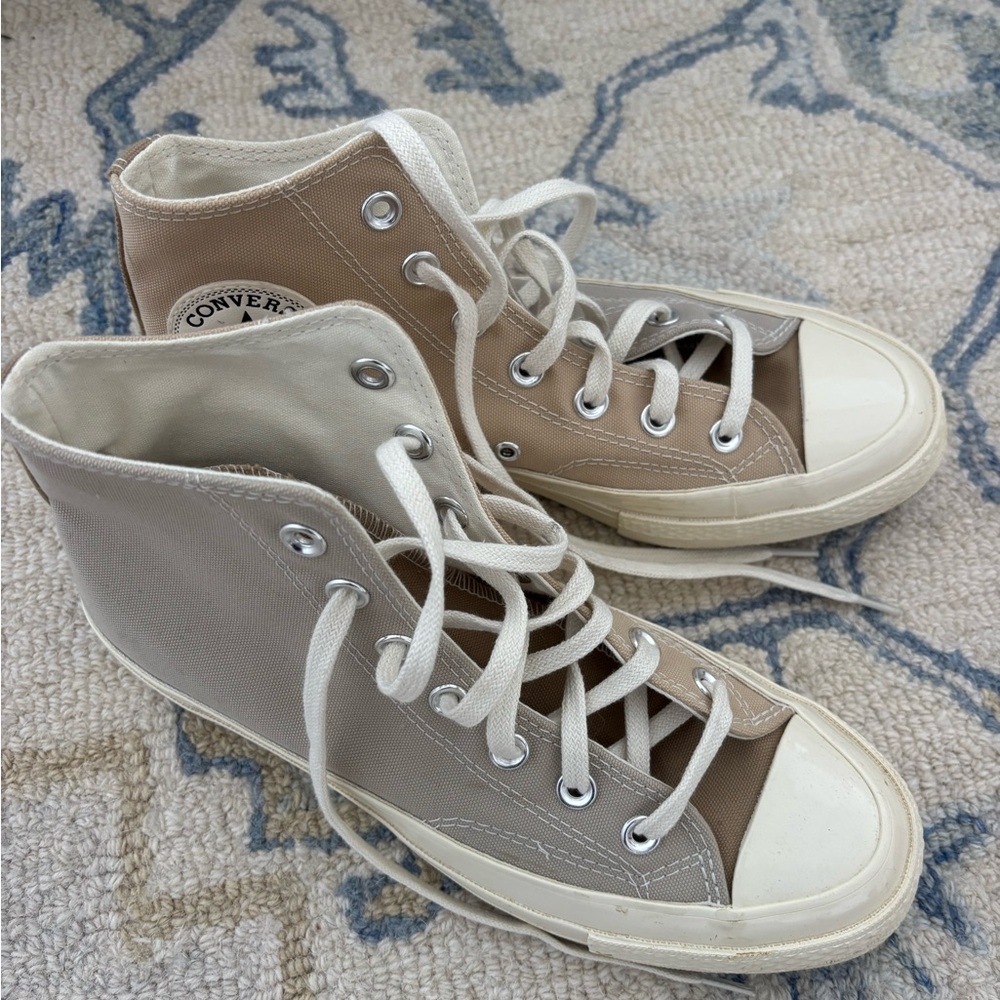 Converse High-Top Sneakers in Tan and Cream